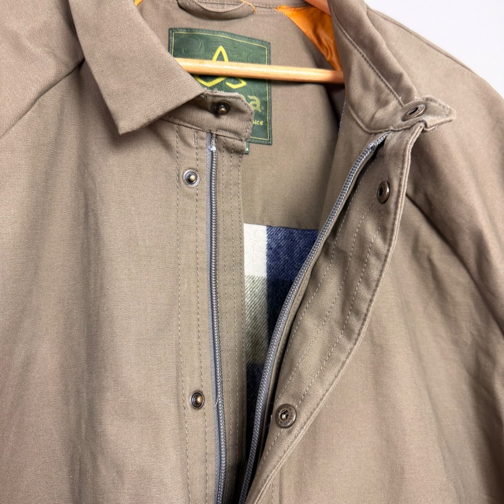 PrAna Mens XXL Khaki Brown Canvas Flannel Lined Full Zip Work Jacket Coat - Picture 3 of 12